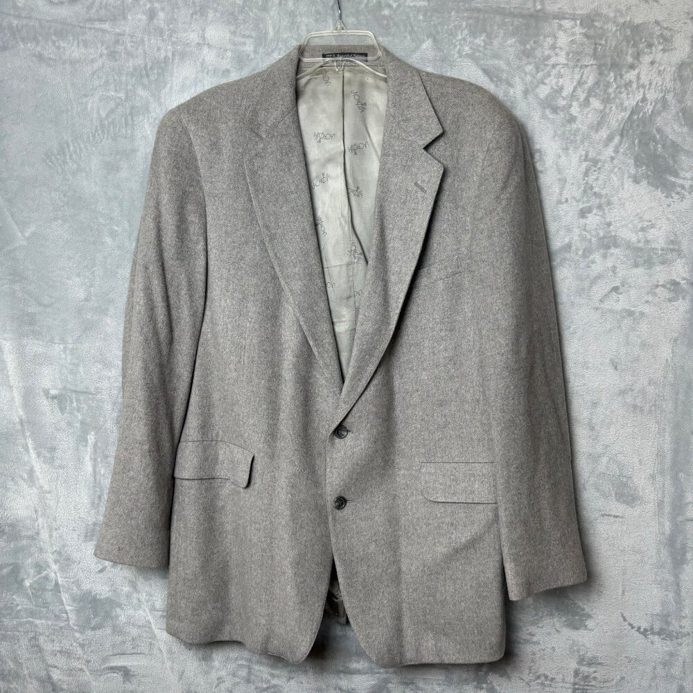 Vintage Lacrosse Mens Camel Hair Gray Blazer‎ 42L Made In USA Lined Flaws